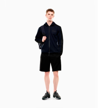 EA7 SweatshirtSudadera con capucha de sarga técnica elástica Gold Label marino