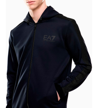 EA7 SweatshirtSudadera con capucha de sarga técnica elástica Gold Label marino