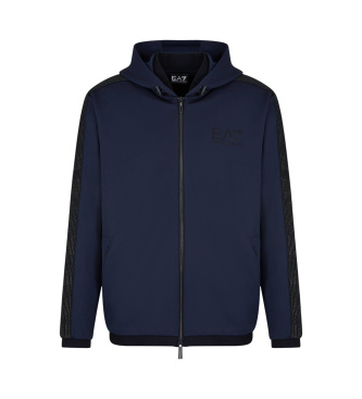 EA7 SweatshirtSudadera con capucha de sarga técnica elástica Gold Label marino