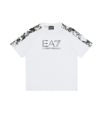 EA7 Camiseta de cuello redondo Visibility  de algodn blanco