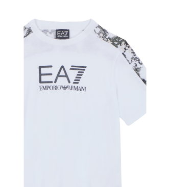 EA7 Visibility t-shirt med rund hals i hvid bomuld