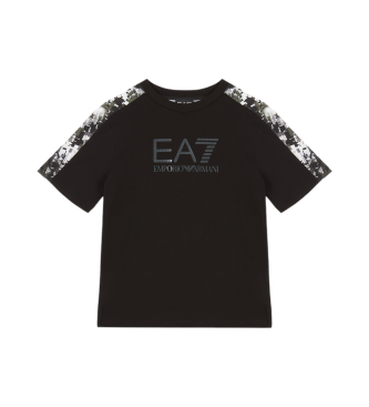 EA7 Camiseta de cuello redondo Visibility de algodn negro 