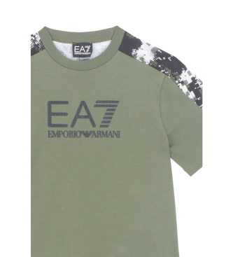 EA7 T-shirt com gola redonda em algodo Visibility verde  