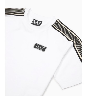 EA7 Crewneck T-shirt 7 linjer i vit bomull