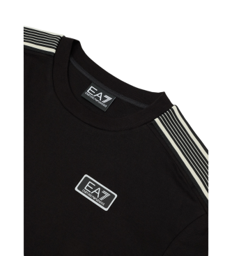 EA7 T-shirt girocollo 7 righe in cotone nero