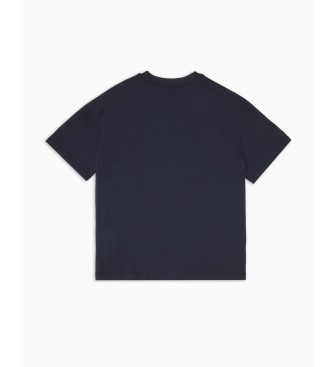 EA7 7 Lines T-Shirt mit Rundhalsausschnitt aus Baumwolle in navy