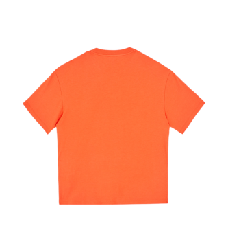 EA7 T-shirt met ronde hals 7 Lines in oranje katoen