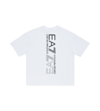 EA7 Logo Series T-Shirt mit Rundhalsausschnitt aus weier Baumwolle