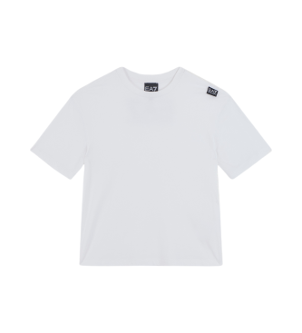 EA7 Logo Series white cotton crew neck t-shirt