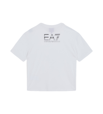 EA7 Logo Series t-shirt med rund hals i vit bomull