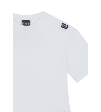 EA7 Logo Series t-shirt med rund hals i vit bomull