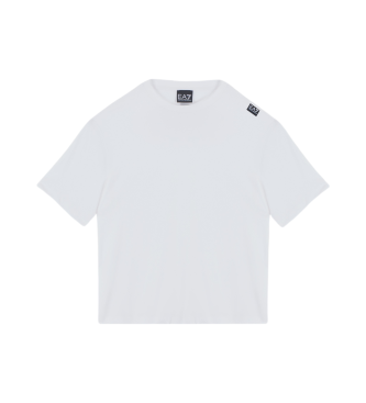 EA7 Logo Series white cotton crew neck t-shirt