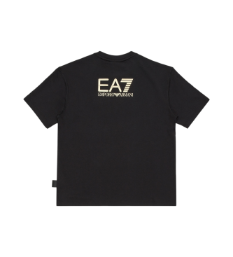 EA7 Logo Series t-shirt med rund hals i sort bomuld