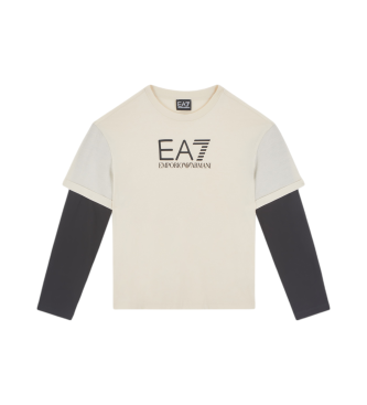 EA7 Beige t-shirt med logotyp