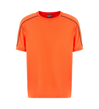 EA7 Logo Serie crew neck t-shirt in biologisch katoen ASV oranje