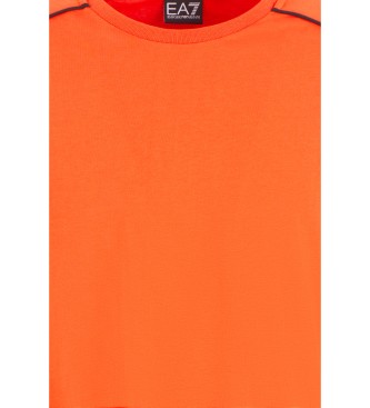 EA7 Logo Serie crew neck t-shirt in biologisch katoen ASV oranje