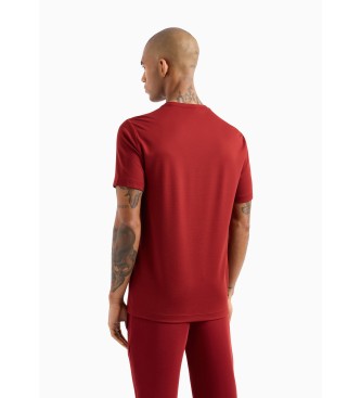 EA7 Logo Series crew neck t-shirt in burgundy viscose stretch blend