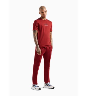 EA7 Logo Series crew neck t-shirt in burgundy viscose stretch blend