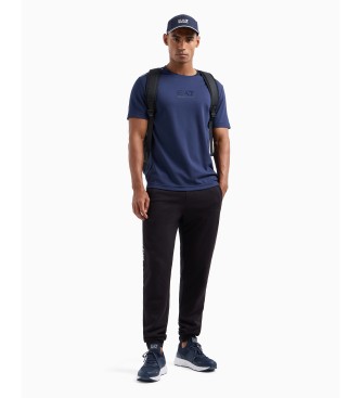 EA7 Logo Series crew neck t-shirt in navy viscose stretch blend