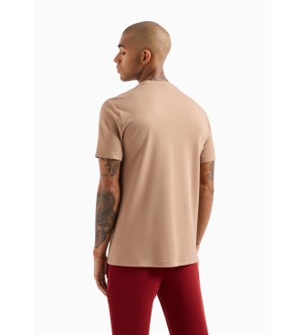 EA7 T-shirt  col ras du cou Logo Series en viscose extensible marron