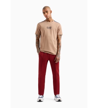 EA7 T-shirt  col ras du cou Logo Series en viscose extensible marron