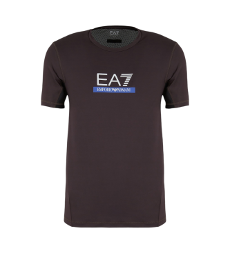 EA7 T-shirt Dynamic Athlete  col ras du cou en tissu technique VIGOR7 marron fonc