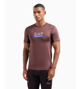 EA7 T-shirt com gola redonda Dynamic Athlete em tecido tcnico VIGOR7   castanho  