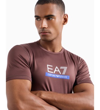 EA7 T-shirt Dynamic Athlete  col ras du cou en tissu technique VIGOR7   marron  