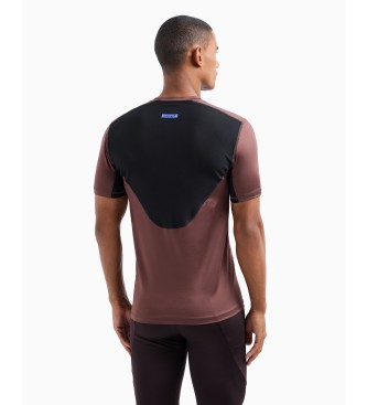 EA7 T-shirt girocollo Dynamic Athlete in tessuto tecnico VIGOR7, colore marrone  