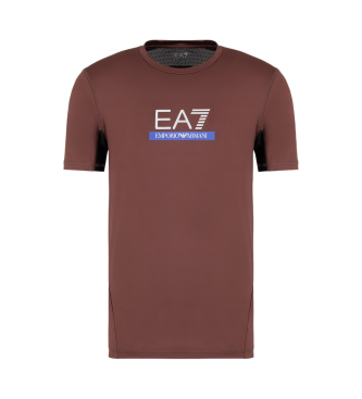 EA7 T-shirt com gola redonda Dynamic Athlete em tecido tcnico VIGOR7   castanho  