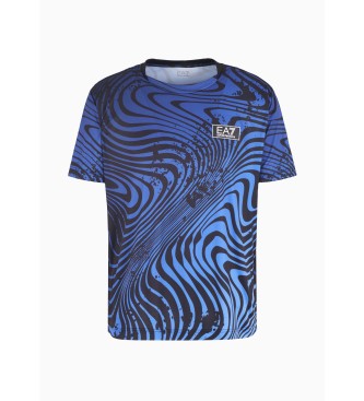 EA7 T-shirt com gola redonda Tennis Pro em tecido tcnico VENTUS7 azul