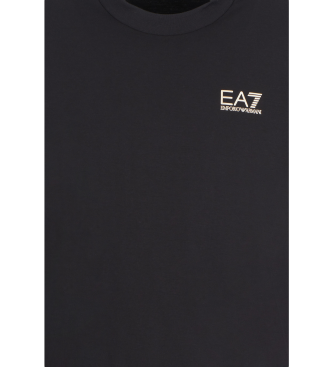 EA7 T-shirt Girocollo 7 Righe in Cotone Nero