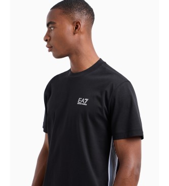 EA7 T-Shirt mit Rundhalsausschnitt 7 Lines aus schwarzer Baumwolle