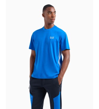 EA7 7 Lines T-shirt  col ras du cou en coton bleu