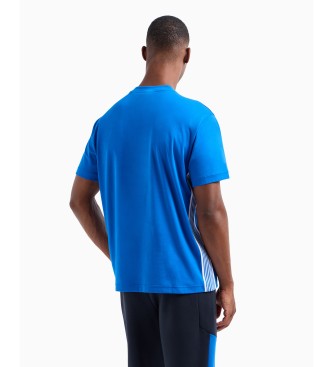 EA7 7 Lines T-shirt  col ras du cou en coton bleu