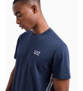 EA7 7 Lines T-shirt med rund halsringning i marinbl bomull