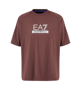 EA7 T-shirt met ronde hals en Dynamic Athlete in technische stof VENTUS7   bruin