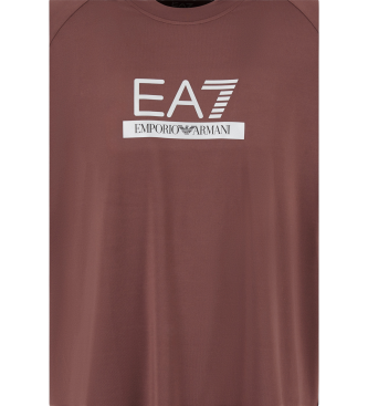 EA7 T-shirt met ronde hals en Dynamic Athlete in technische stof VENTUS7   bruin