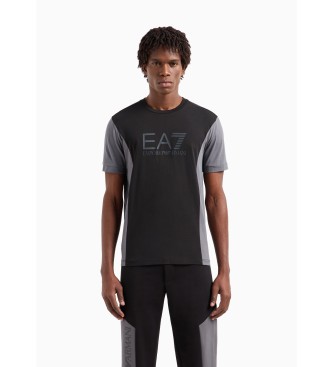 EA7 Kortrmad Athletic t-shirt med rund hals och frgblock i svart bomull