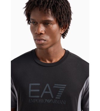 EA7 Kortrmad Athletic t-shirt med rund hals och frgblock i svart bomull