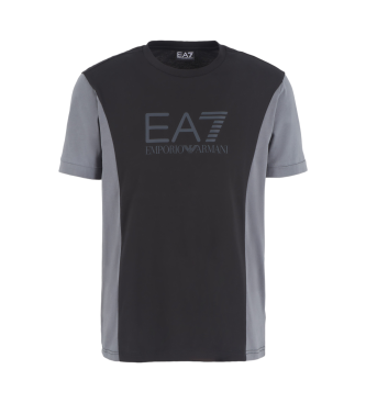 EA7 Kortrmad Athletic t-shirt med rund hals och frgblock i svart bomull