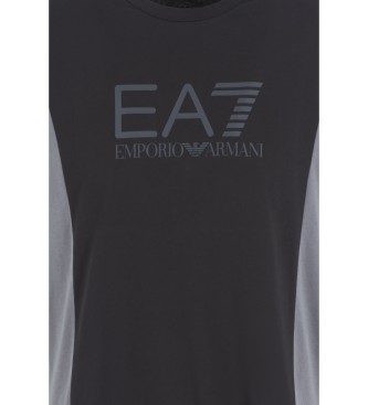 EA7 Kortrmad Athletic t-shirt med rund hals och frgblock i svart bomull