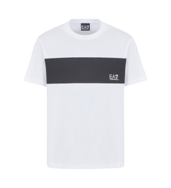 EA7 Athletic Colour Block T-shirt med rund hals i ekologisk bomull vit