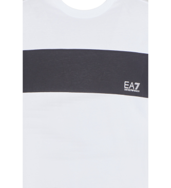 EA7 Athletic Colour Block T-shirt med rund hals i ekologisk bomull vit