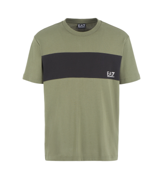 EA7 Athletic Colour Block crew neck T-shirt in organic cotton green