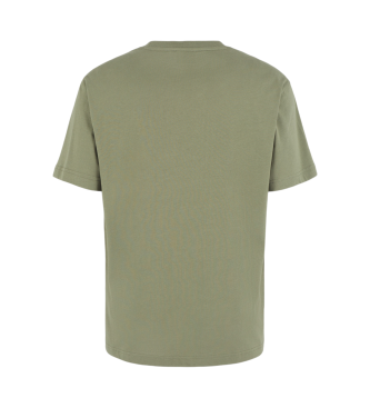 EA7 Athletic Colour Block crew neck T-shirt in organic cotton green