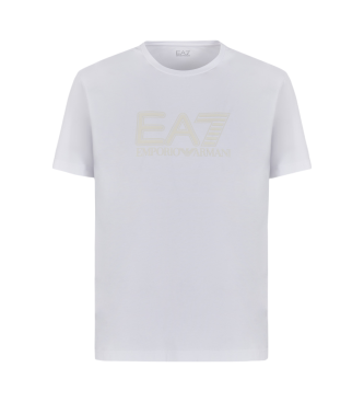 EA7 T-shirt de manga curta com gola redonda Visibility em algodo elstico branco