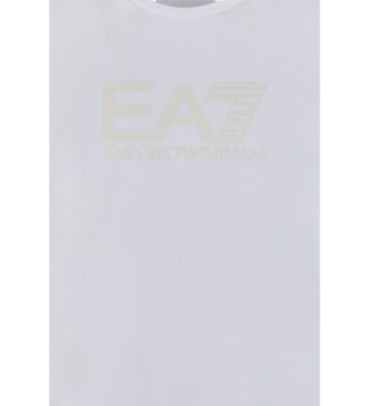 EA7 T-shirt  manches courtes et col ras du cou en coton extensible blanc.