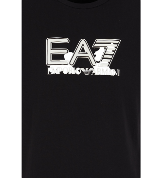 EA7 Visibility Kurzarm-T-Shirt mit Rundhalsausschnitt aus schwarzer Stretch-Baumwolle