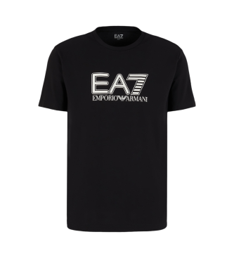 EA7 Visibility Kurzarm-T-Shirt mit Rundhalsausschnitt aus schwarzer Stretch-Baumwolle